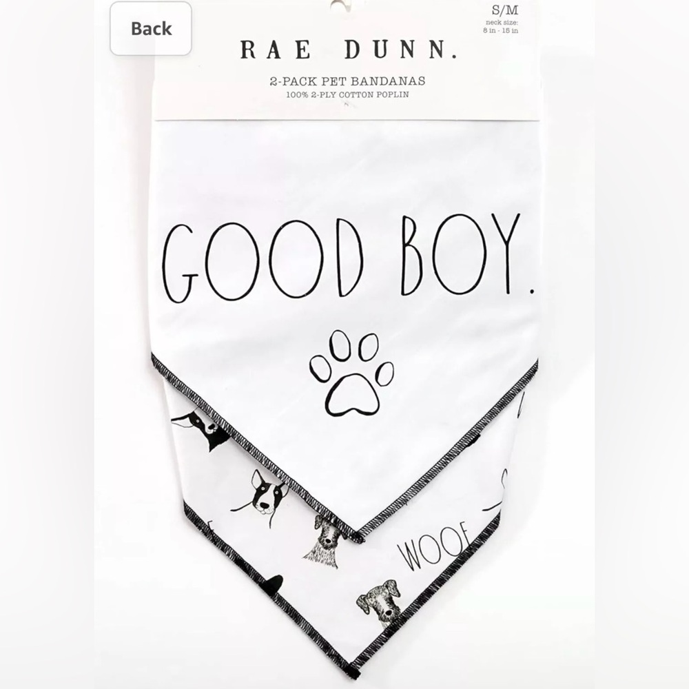 New Rae Dunn 2-pack Pet Bandanas SIZE S/M
